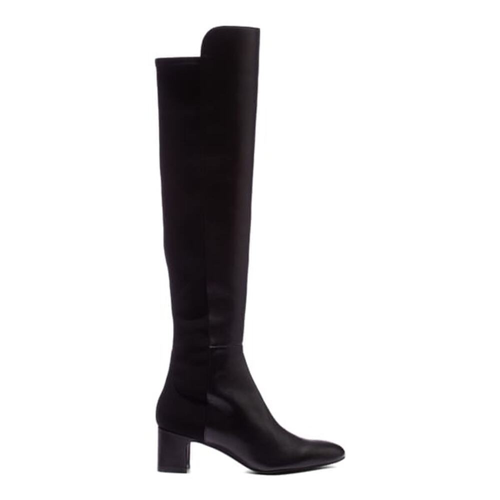 NEW STUART WEITZMAN Gillian microstretch and leather over-the-knee boots black